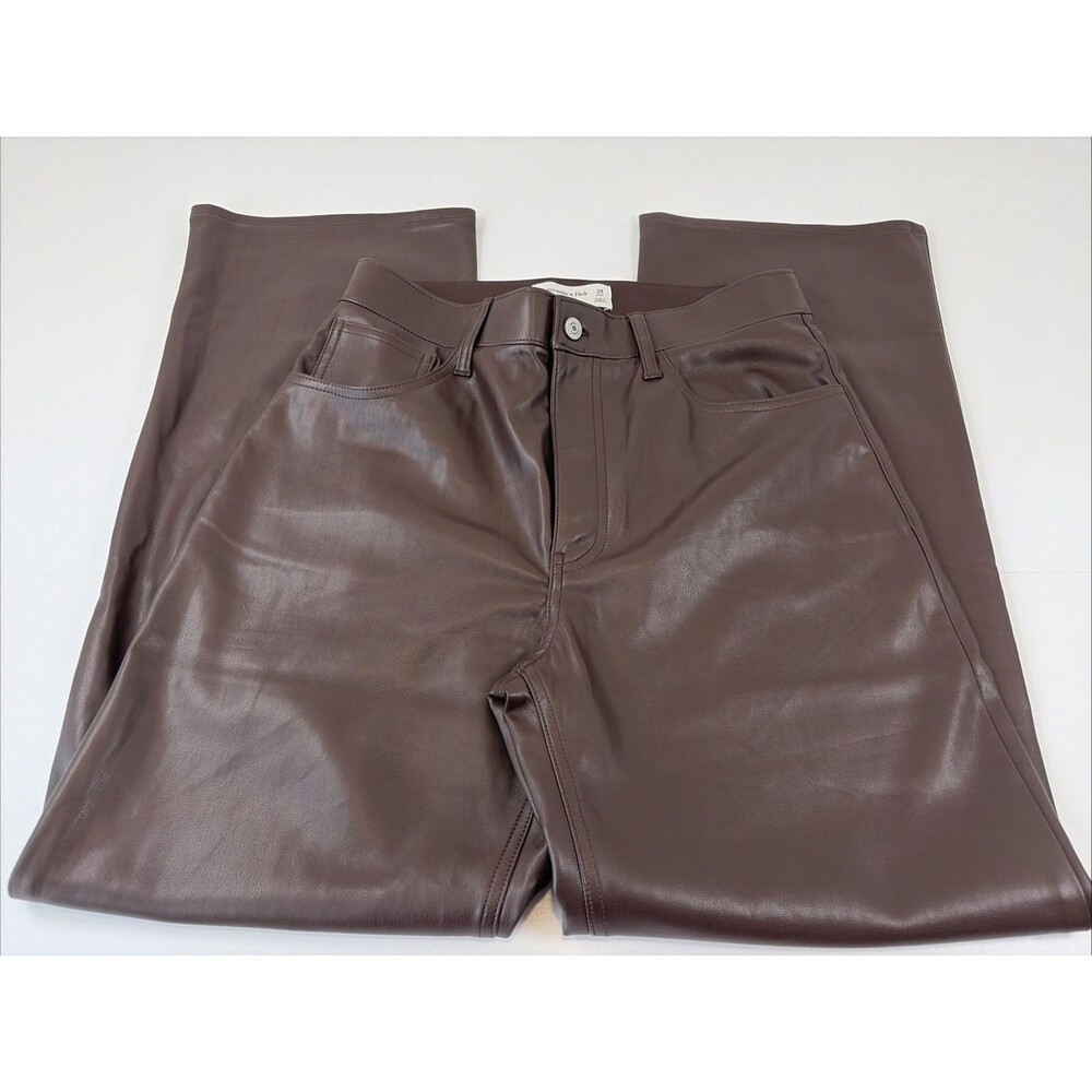 Abercrombie & Fitch Vegan Leather 90’s Straight Pants High Rise Brown Size 29 S